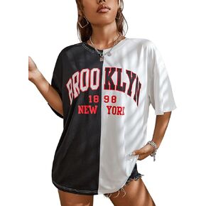 تيشيرت نسائي SOLY HUX كبير الحجم برسوم جرافيك كاجوال صيفي بأكمام قصيرة in Kuwait