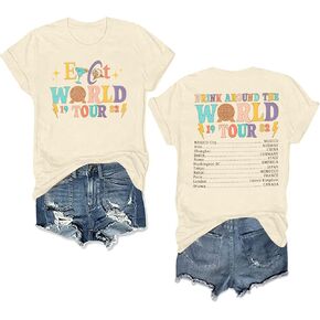 Around The World Shirt Women Magic World Tour 1982 Graphic Tee Funny Traveler Vacation Short Sleeve Top in Kuwait