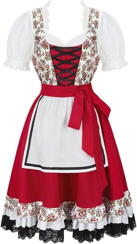 أزياء Lehauya Oktoberfest النسائية الألمانية البافارية البيرة فتاة Dirndl فستان مهرجان أكتوبر in Kuwait