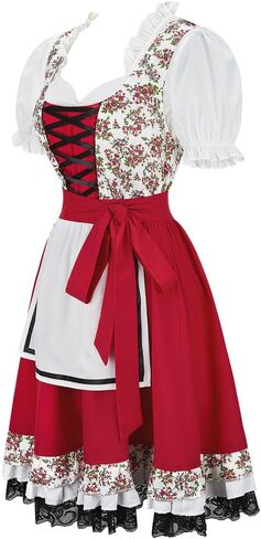 أزياء Lehauya Oktoberfest النسائية الألمانية البافارية البيرة فتاة Dirndl فستان مهرجان أكتوبر in Kuwait