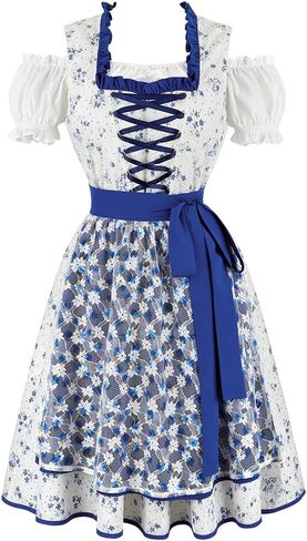 أزياء Lehauya Oktoberfest النسائية الألمانية البافارية البيرة فتاة Dirndl فستان مهرجان أكتوبر in Kuwait