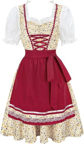 أزياء Lehauya Oktoberfest النسائية الألمانية البافارية البيرة فتاة Dirndl فستان مهرجان أكتوبر in Kuwait