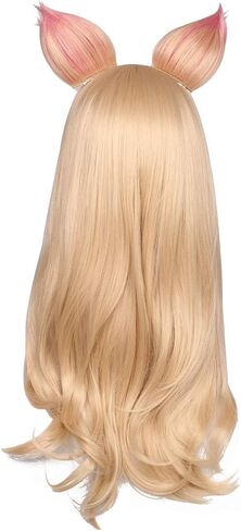 شعر مستعار تنكري أشقر طويل مموج وأذني ثعلب لحفلات الهالوين والكوني (أشقر) من ColorGround in Kuwait