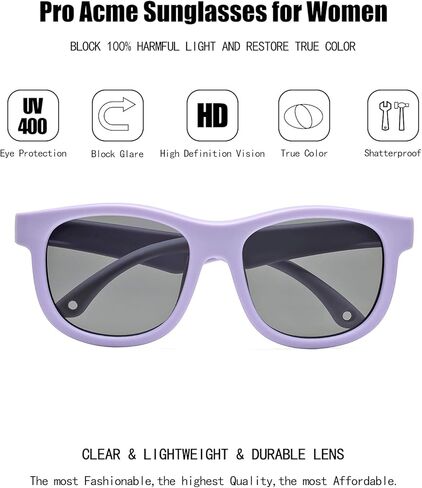 نظارات شمسية مستقطبة غير قابلة للكسر للأطفال من Pro Acme، نظارات شمسية مرنة للأطفال الصغار مع حزام إطار من السيليكون الناعم للأطفال من عمر 0 ​​إلى 24 شهرًا in Kuwait