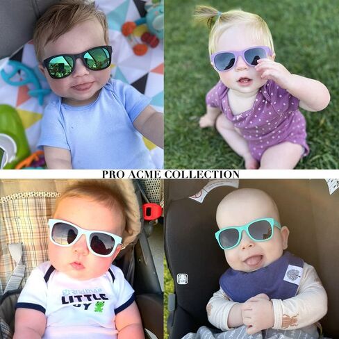Pro Acme Unbreakable Polarized Baby Sunglasses Flexible Toddler Sunnies with Strap Soft Silicone Frame for 0-24 Months in Saudi Arabia
