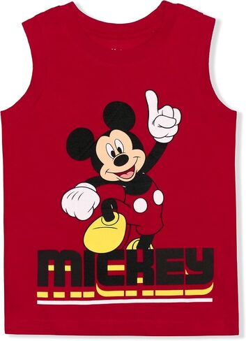 Disney Mickey Mouse Boys’ Short Sleeve T-Shirt and Tank Top Set for Infant and Toddler – Red/Grey in Saudi Arabia