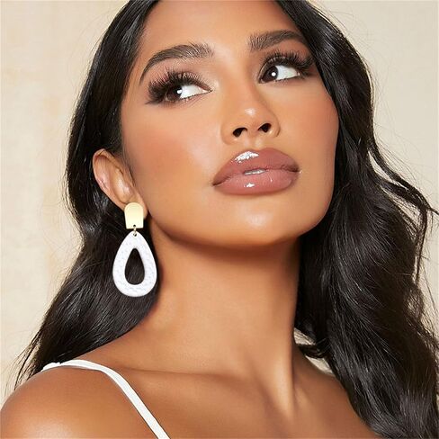 Bohemian Teardrop Earrings Acrylic Geometric Braid Drop Dangle Earrings Handmade Fashion Statement Earrings for Women Girls Accessories 80s 90s Retro Jewelry in Saudi Arabia