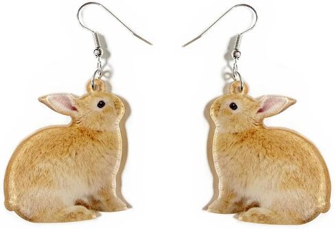 Cute Acrylic Wooden Easter Rabbit Bunny Drop Earrings Mushroom Colorful Holiday Easter Eggs Flower Basket Dangle Earrings for Women Girls Jewelry Gift in Saudi Arabia