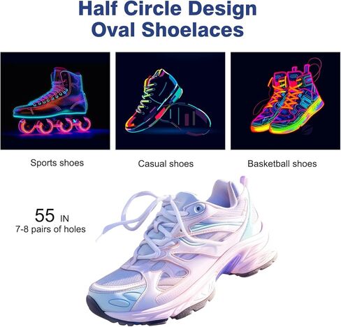 Auihiay 27 Pairs Oval Shoe Laces, 55 inches Round Shoe Laces for Sneakers, Oval Shoelaces for Skates, Boots, Casual Shoes, Canvas Shoes, Fashion Replacement Shoelaces (27 Colors) in Kuwait