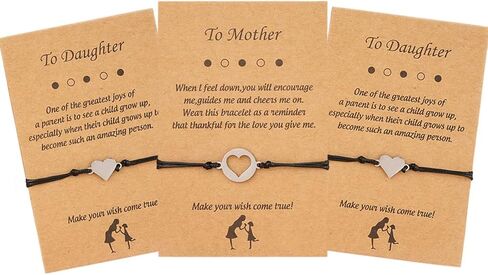 مجموعة هدايا أساور أمنيات متطابقة على شكل قلب من Yaveron Mommy and Me، سوار الأم والابنة in Kuwait