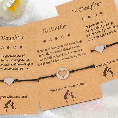 مجموعة هدايا أساور أمنيات متطابقة على شكل قلب من Yaveron Mommy and Me، سوار الأم والابنة in Kuwait