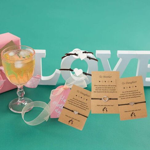 مجموعة هدايا أساور أمنيات متطابقة على شكل قلب من Yaveron Mommy and Me، سوار الأم والابنة in Kuwait