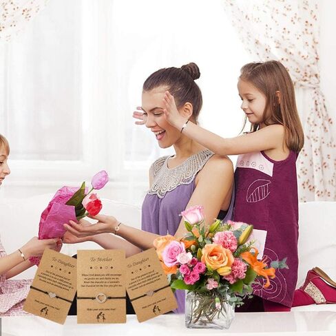 مجموعة هدايا أساور أمنيات متطابقة على شكل قلب من Yaveron Mommy and Me، سوار الأم والابنة in Kuwait