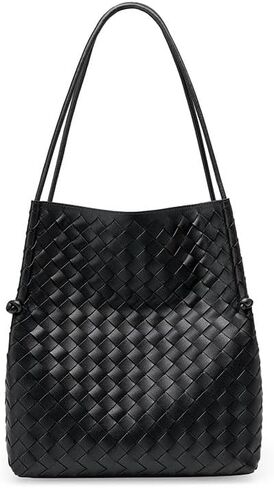 BREEZY SUNSET Woven Handbag,leather handbags for women,Fashionable women's Shoulder Handbags（black） in Saudi Arabia