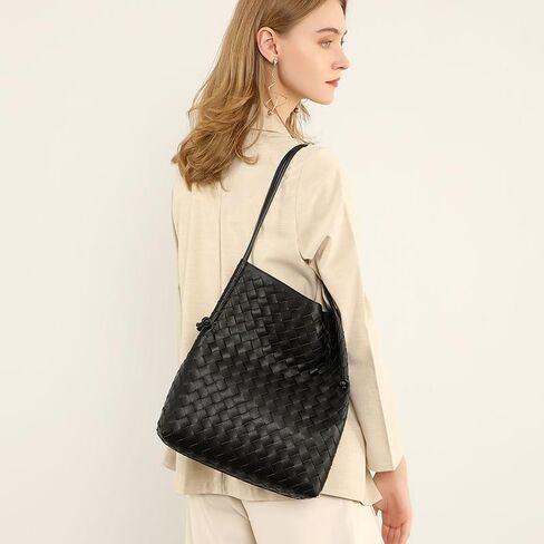 BREEZY SUNSET Woven Handbag,leather handbags for women,Fashionable women's Shoulder Handbags（black） in Saudi Arabia