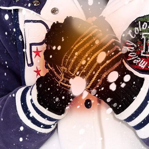 Petyoung USB Heated Stripes Gloves for Men Women Mitten, Unisex Knitting Wool Gloves Hands Warmer Laptop Gloves in Kuwait