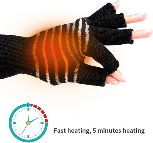 Petyoung USB Heated Stripes Gloves for Men Women Mitten, Unisex Knitting Wool Gloves Hands Warmer Laptop Gloves in Kuwait