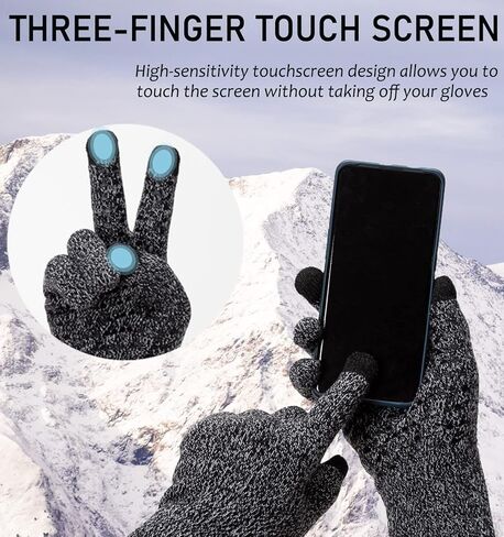 قفازات الشتاء للنساء والرجال قفازات متماسكة دافئة مع 3 أصابع تعمل باللمس هلام السيليكون المضادة للانزلاق لقيادة التزلج وركوب الدراجات in Kuwait