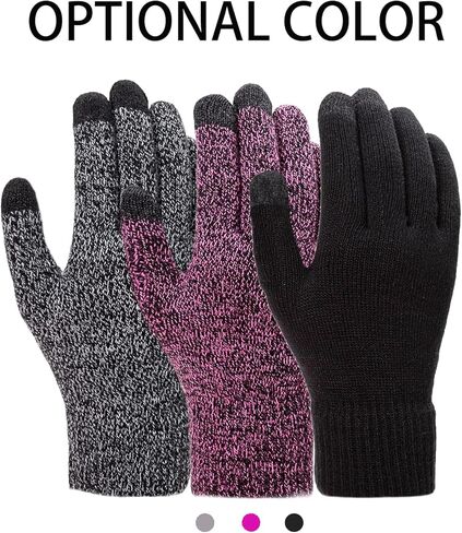 قفازات الشتاء للنساء والرجال قفازات متماسكة دافئة مع 3 أصابع تعمل باللمس هلام السيليكون المضادة للانزلاق لقيادة التزلج وركوب الدراجات in Kuwait