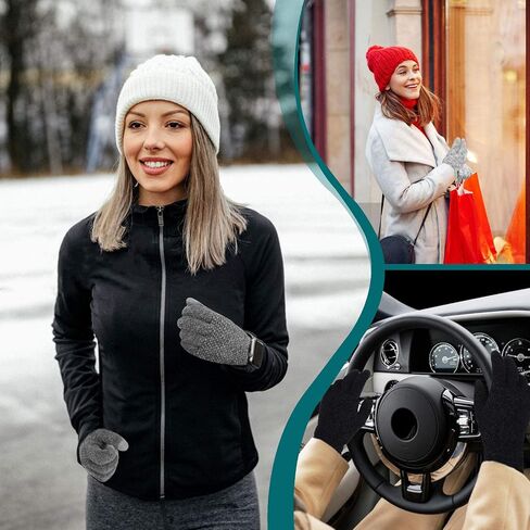Evob 2 Pairs Women's Winter Gloves Touchscreen Texting Warm Gloves - Elastic Cuff - Chenille Knit Glove for Women in Saudi Arabia