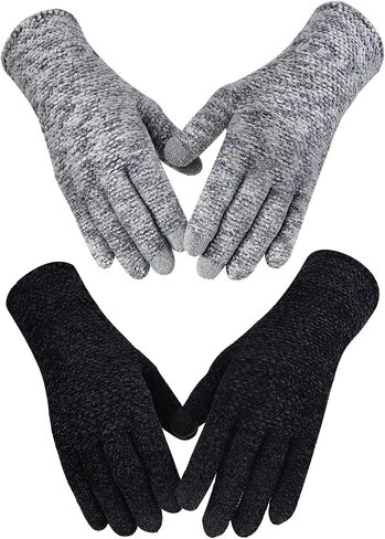 Evob 2 Pairs Women's Winter Gloves Touchscreen Texting Warm Gloves - Elastic Cuff - Chenille Knit Glove for Women in Saudi Arabia