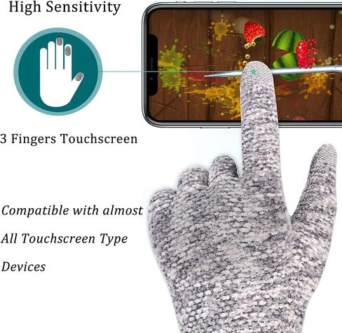 Evob 2 Pairs Women's Winter Gloves Touchscreen Texting Warm Gloves - Elastic Cuff - Chenille Knit Glove for Women in Saudi Arabia