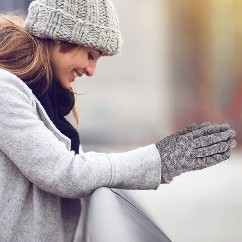 Evob 2 Pairs Women's Winter Gloves Touchscreen Texting Warm Gloves - Elastic Cuff - Chenille Knit Glove for Women in Saudi Arabia