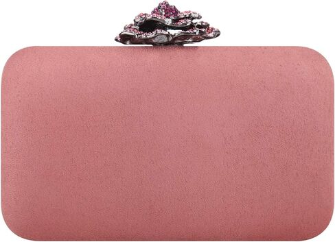حقيبة يد مسائية من Fawziya بأحجار الراين الوردية المخملية المبتكرة متوسطة الحجم للنساء للمناسبات الرسمية in Kuwait