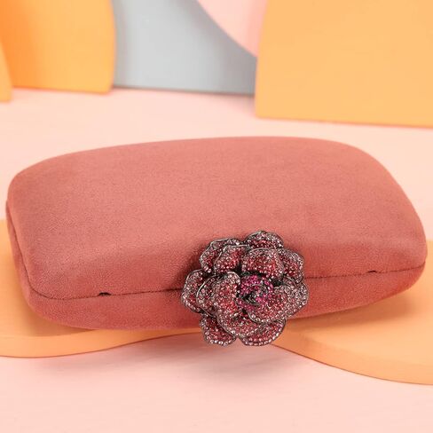 حقيبة يد مسائية من Fawziya بأحجار الراين الوردية المخملية المبتكرة متوسطة الحجم للنساء للمناسبات الرسمية in Kuwait