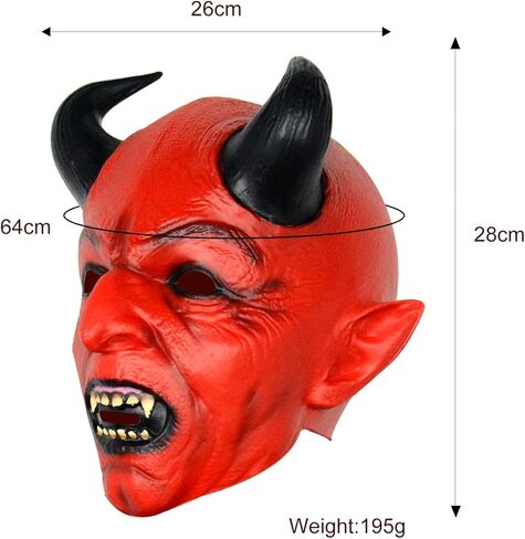 قناع شيطان مخيف من PARTYGEARS، قناع الهالوين الشيطاني، قناع الهالوين من اللاتكس المخيف للمهرج in Kuwait