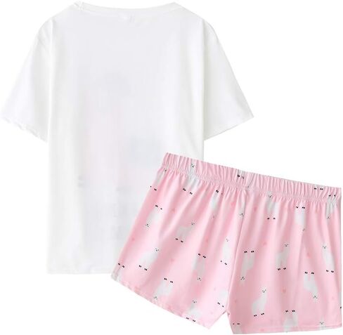 YIJIU Women Short Sleeve Tee and Shorts Pajama Set Cute Alpaca Print Sleepwear in Saudi Arabia