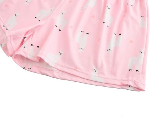 YIJIU Women Short Sleeve Tee and Shorts Pajama Set Cute Alpaca Print Sleepwear in Saudi Arabia