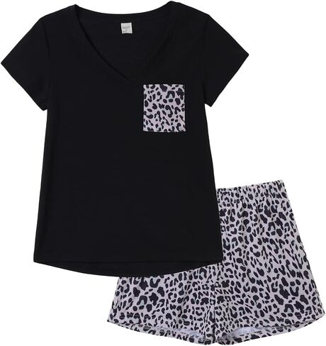 YIJIU Women Short Sleeve Tee and Shorts Pajama Set Cute Alpaca Print Sleepwear in Saudi Arabia