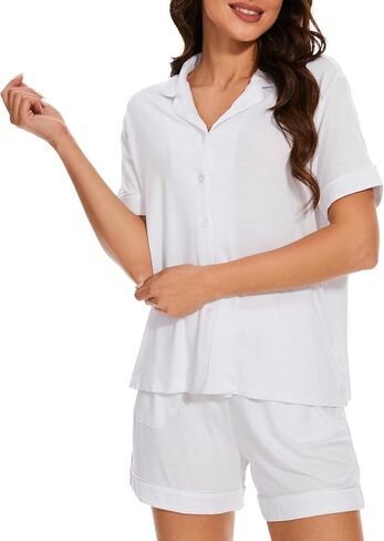 Lilly and Leo Womens Pajamas Sets Short Sleeve Sleepwear Softest Button Down Loungewear 2 Piece Pj Sets XS-XXL in Saudi Arabia