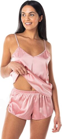 طقم بيجامة ساتيني لانجري من الساتان وسروال قصير وملابس نوم وملابس نوم in Kuwait