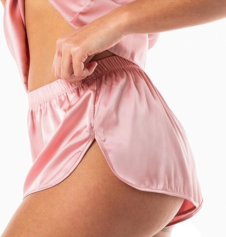 طقم بيجامة ساتيني لانجري من الساتان وسروال قصير وملابس نوم وملابس نوم in Kuwait