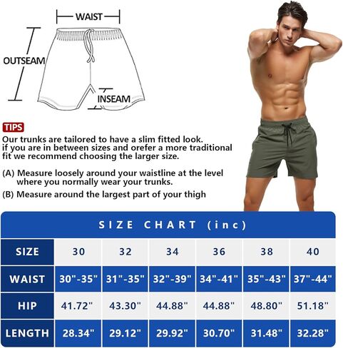 شورت سباحة للرجال مقاس 5 انش قابل للتمدد وسريع الجفاف مع جيوب بسحاب in Kuwait