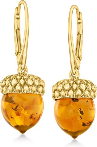 Ross-Simons Amber Acorn Drop Earrings in 18kt Gold Over Sterling in Saudi Arabia