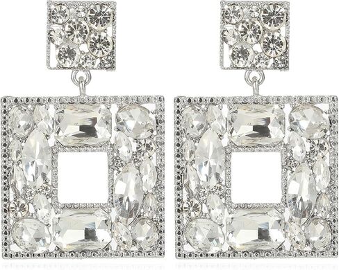 ATIMIGO Rhinestone Square Dangle Earrings Trendy Crystal Geometric Drop Statement Earrings hypoallergenic for Women in Kuwait