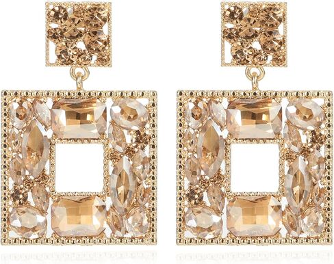 أقراط متدلية مربعة من حجر الراين من ATIMIGO أقراط متدلية هندسية كريستالية عصرية لا تسبب الحساسية للنساء in Kuwait