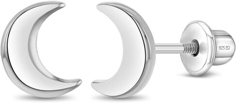 925 Sterling Silver Polished Crescent Moon Screw Back Earring For Little Girls & Preteens - Beautiful Crescent Shaped Girl Earrings - Adorable Celestial Young Girl Earrings in Saudi Arabia