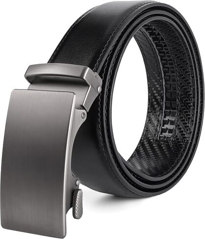 حزام جلدي للرجال من SUNYA، أحزمة سقاطة للرجال، حزام عريض 35 مم مع نقرة منزلق. حزام فستان رجالي باللون الأسود والبني الكاجوال in Kuwait