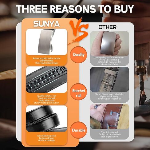 حزام جلدي للرجال من SUNYA، أحزمة سقاطة للرجال، حزام عريض 35 مم مع نقرة منزلق. حزام فستان رجالي باللون الأسود والبني الكاجوال in Kuwait