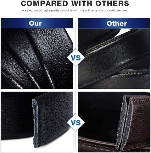 حزام سقاطة من الجلد الطبيعي للرجال من LAORENTOU - حزام رجالي 1-3/8 بوصة لاستبدال حزام الجينز القابل للتعديل بدون إبزيم in Kuwait