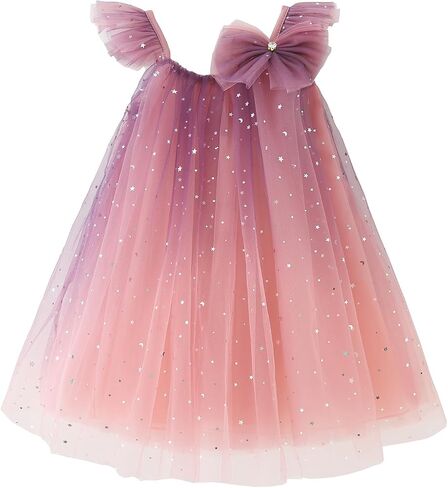 Toddler Girls Tulle Tutu Dress Flower Girls Long Gradient Colors Sundress Size 18M-9T in Saudi Arabia