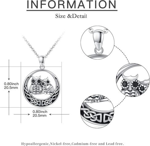 تشينجهونج قلادة بومة من الفضة الاسترليني عيار 925 مع عقدة سلتيك وقمر مع حجر القمر لطيف على شكل بومة حيوان هدية مجوهرات لعيد الحب, فضة استرلينية, فضة استرليني 925 in Kuwait