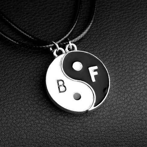 قلادات يين يانغ لشخصين من افضل اصدقاء مع اساور حبل متطابقة قابلة للتعديل واقراط مرصعة للاصدقاء المقربين والاصدقاء وعيد الحب والصديقة (4 ازواج)، معدن، غير معروف in Kuwait