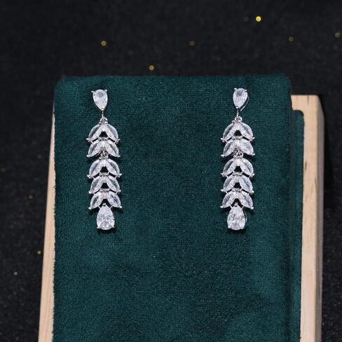 Jorsnovs الفضة الدمعة الطبقات قلادة للنساء مجوهرات الزفاف مجموعة بيان حفلة موسيقية عيد ميلاد أقراط ومجموعة قلادة in Kuwait