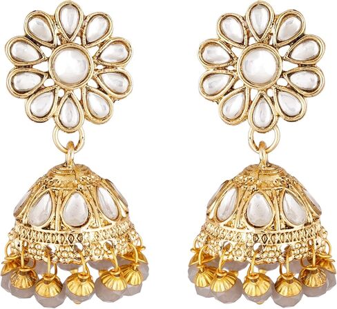 Jwellmart Gold Polish Faux Kundan Bridal Wedding Choker Necklace Earrings Tika Combo Set Bollywood Party Traditional Fashion Indian Jewelry Jewellery Set for Women in Kuwait