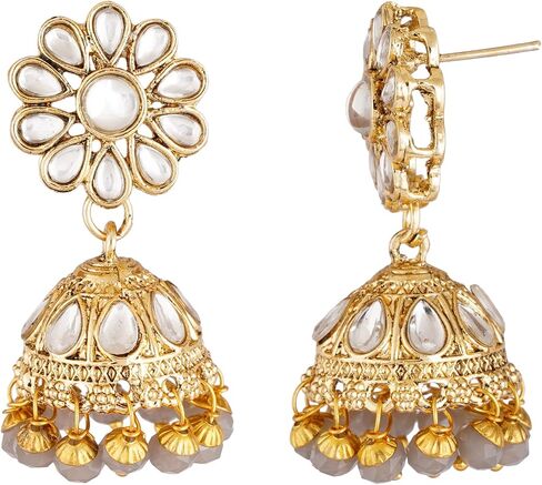 Jwellmart Gold Polish Faux Kundan Bridal Wedding Choker Necklace Earrings Tika Combo Set Bollywood Party Traditional Fashion Indian Jewelry Jewellery Set for Women in Kuwait